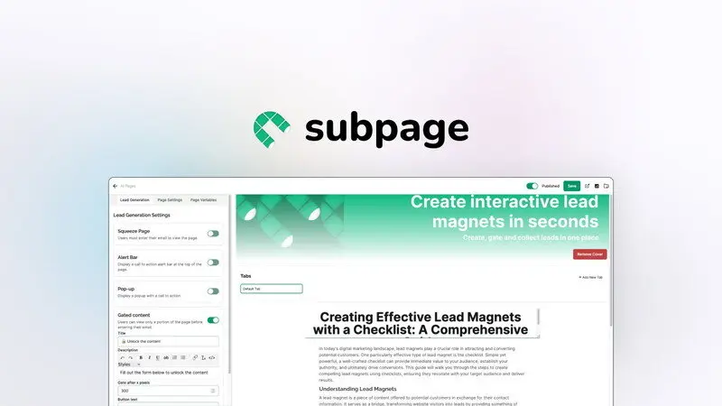 Subpage Lifetime Deal